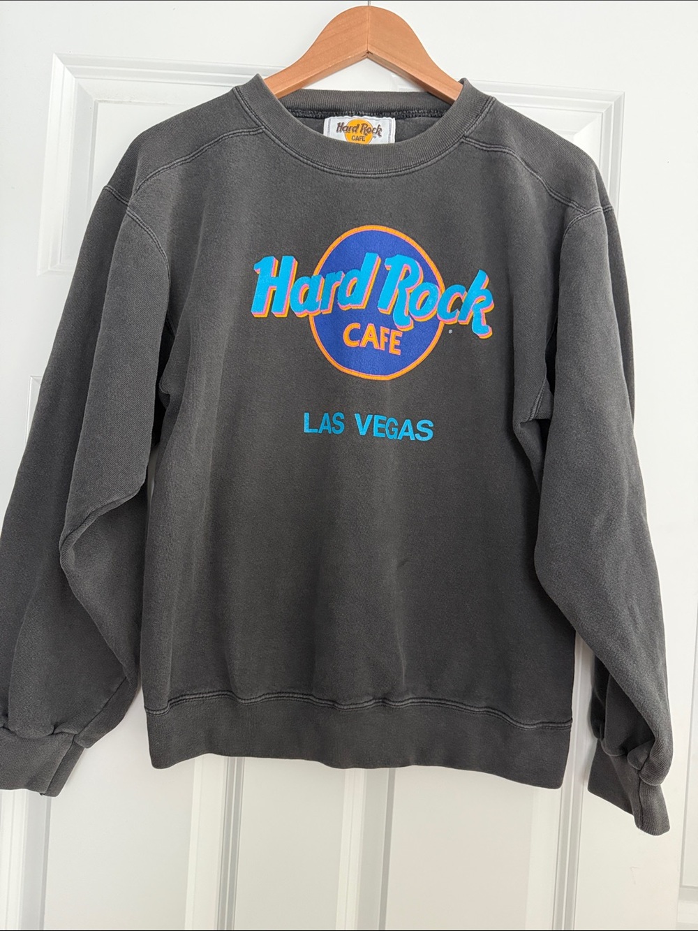 Hard Rock Cafe Las Vegas Crewneck Sweatshirt Small Charcoal Vintage Unisex
